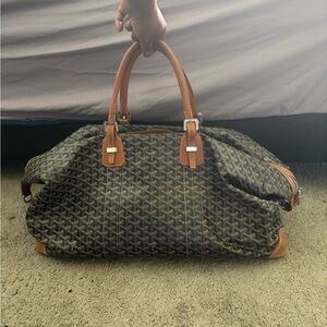 Goyard Black and Tan Monogram Bag with Silver Lock